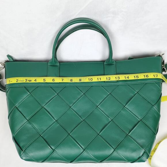 Pulicati Kelly Green Genuine Woven Italian Leather Satchel Tote Laptop Bag - Picture 11 of 12